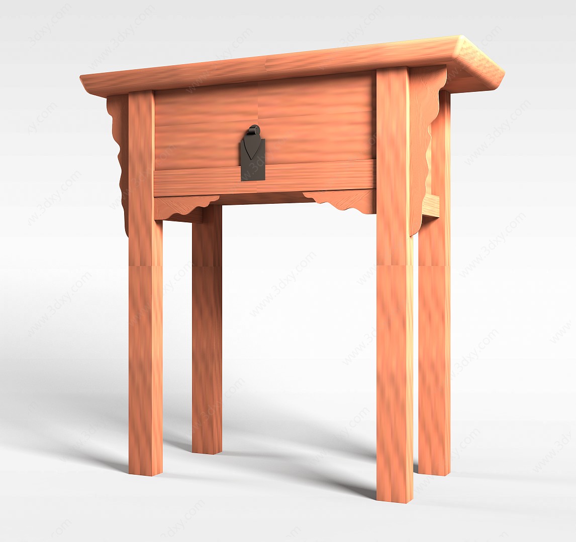 中式实木桌子3D模型