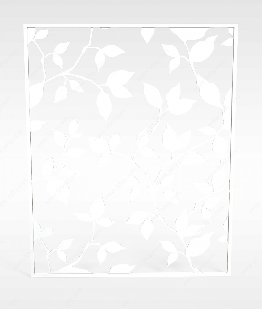 现代白色印花纱窗3D模型