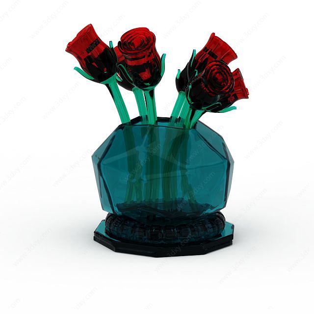 玫瑰插花3D模型