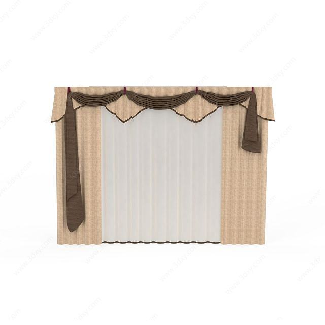 室内简欧风格窗帘3D模型