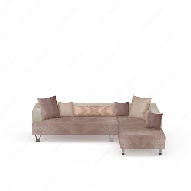 现代咖色沙发3D模型