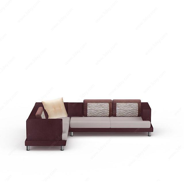 现代咖色沙发3D模型