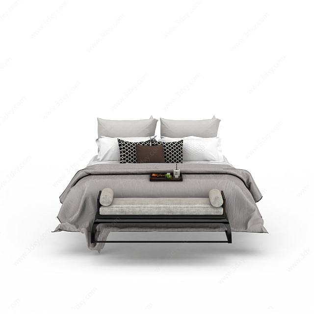 现代简约风格卧室床3D模型