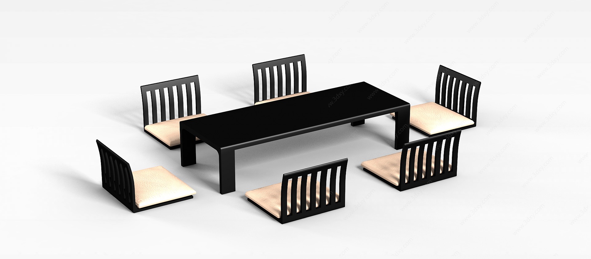 日式桌椅组合3D模型