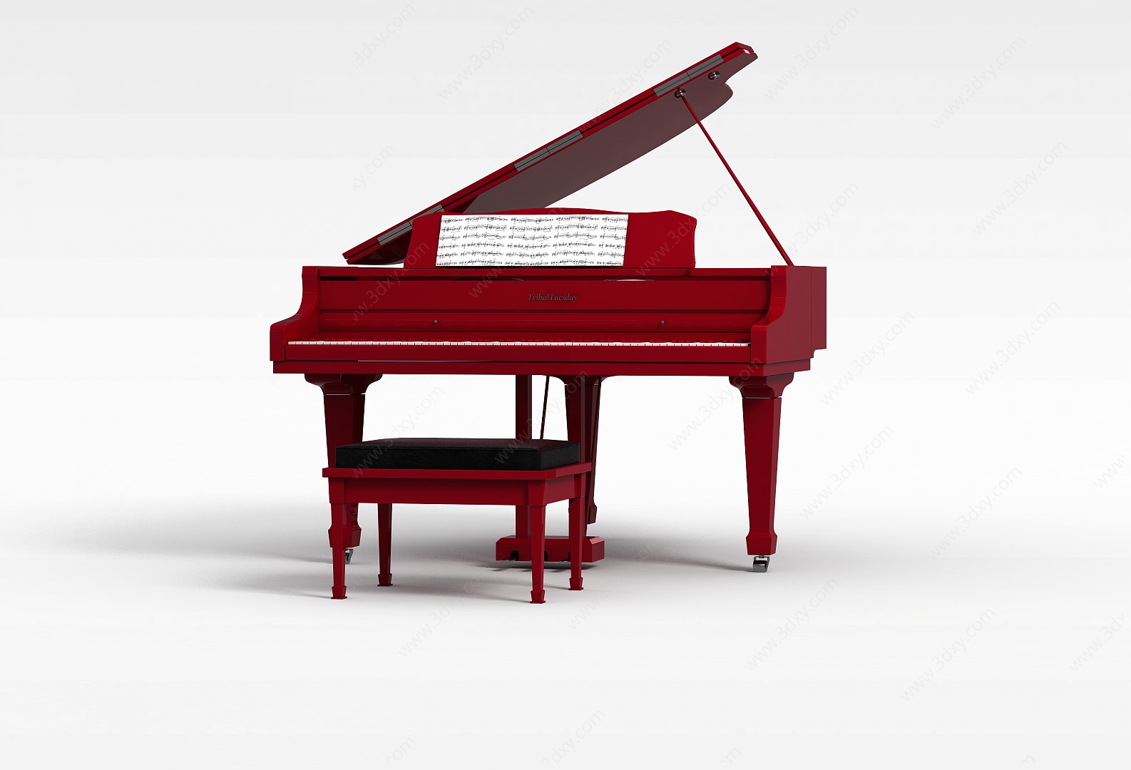 红色钢琴3D模型