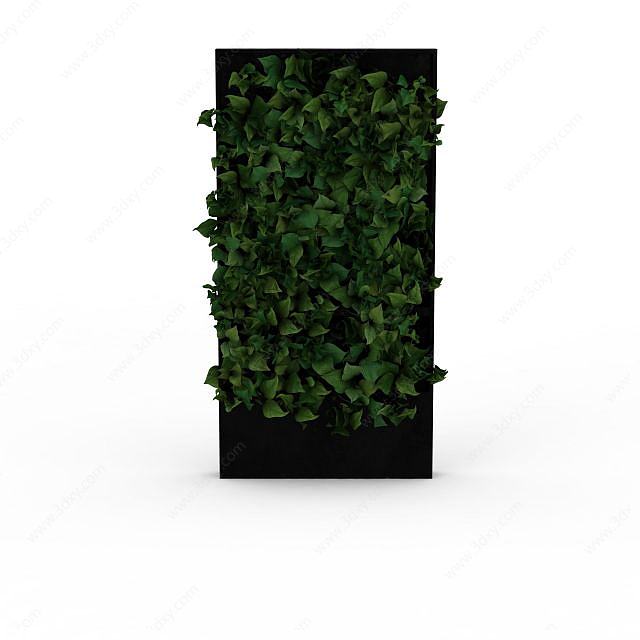 现代绿植背景墙3D模型