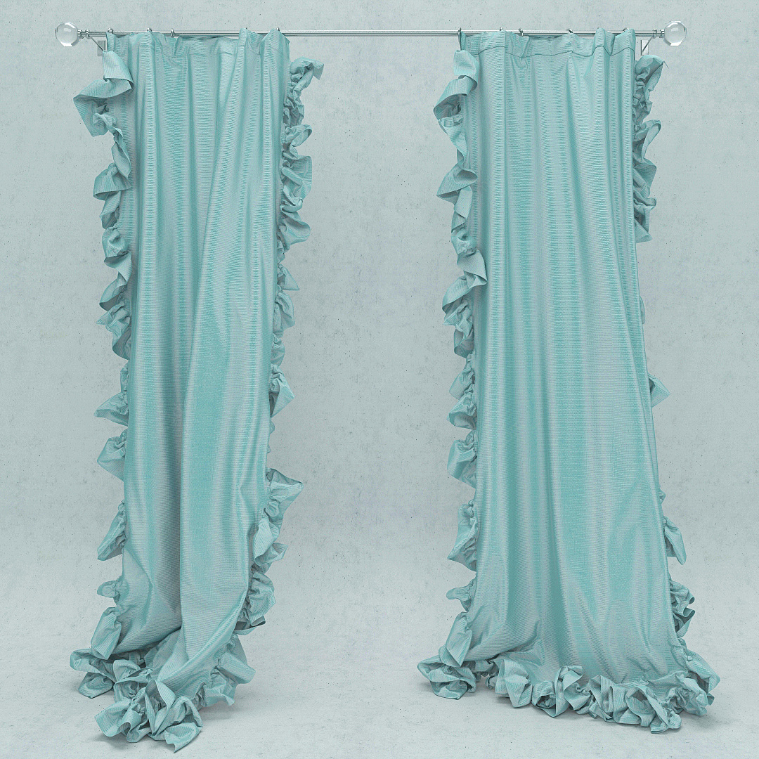 现代绸缎窗帘3D模型