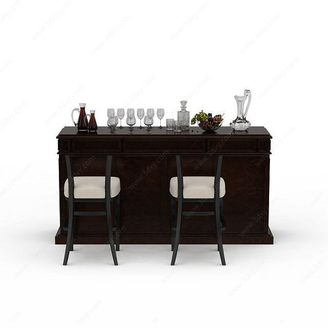 红酒桌子3D模型