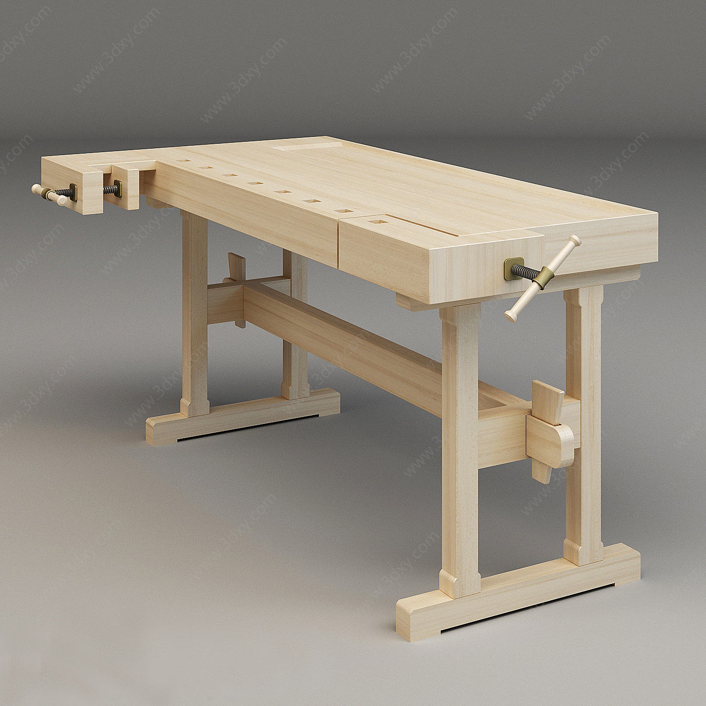 现代多功能木桌3D模型