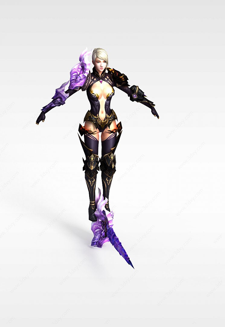 游戏女战士形象3D模型