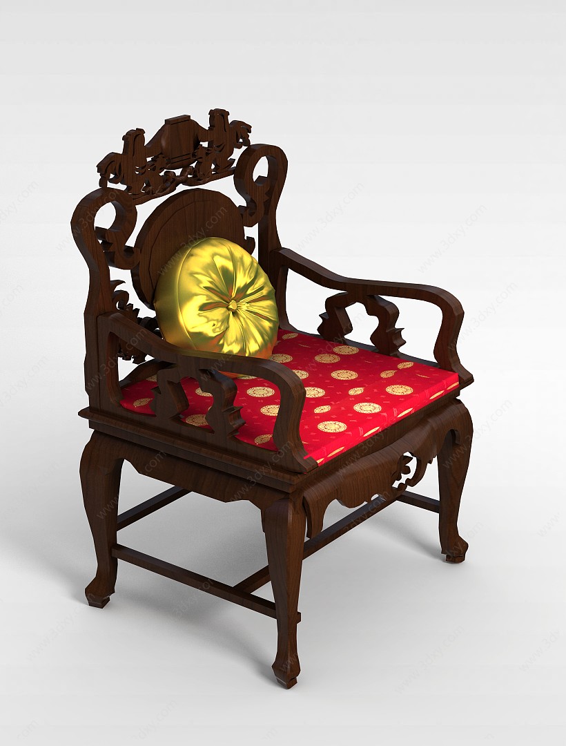 中式实木椅子3D模型