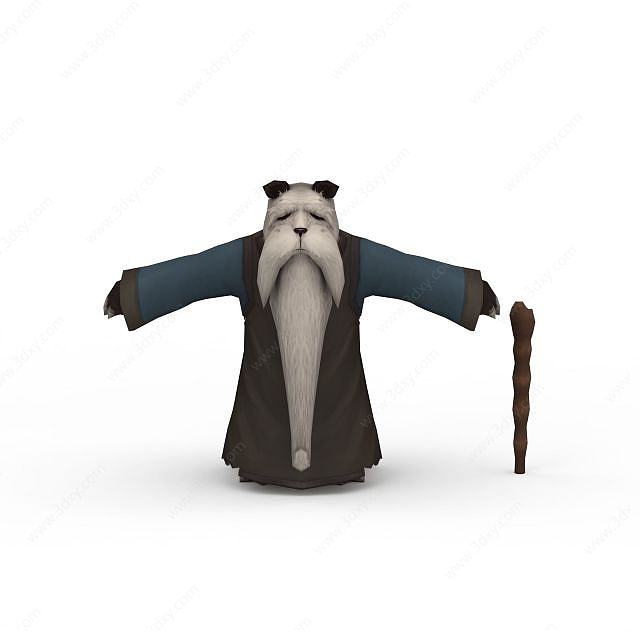 游戏角色熊猫老人3D模型