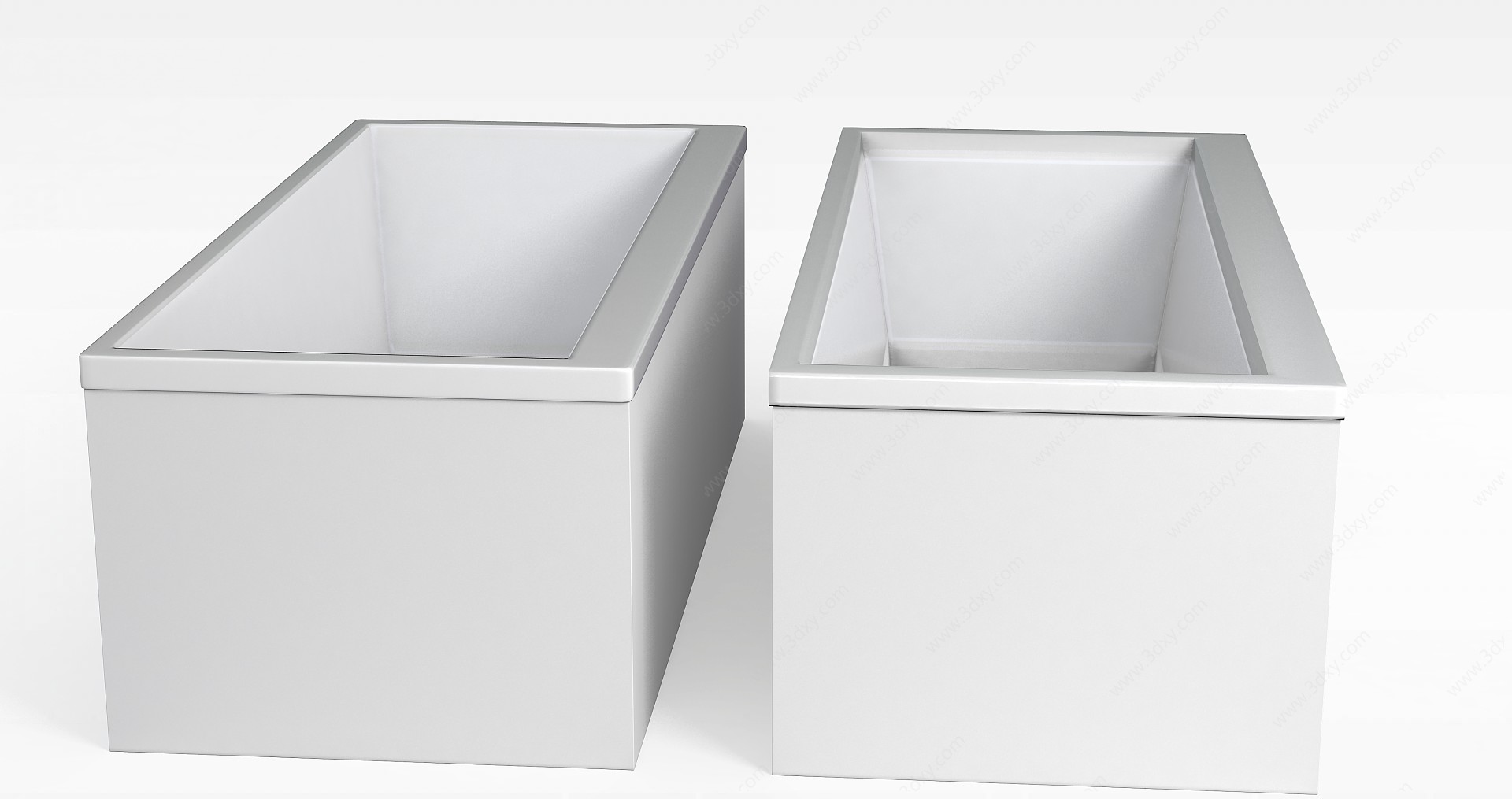 白色简约长方形浴缸3D模型