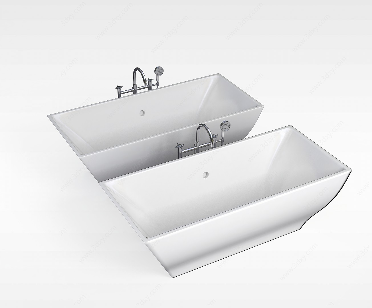 现代矩形浴缸3D模型
