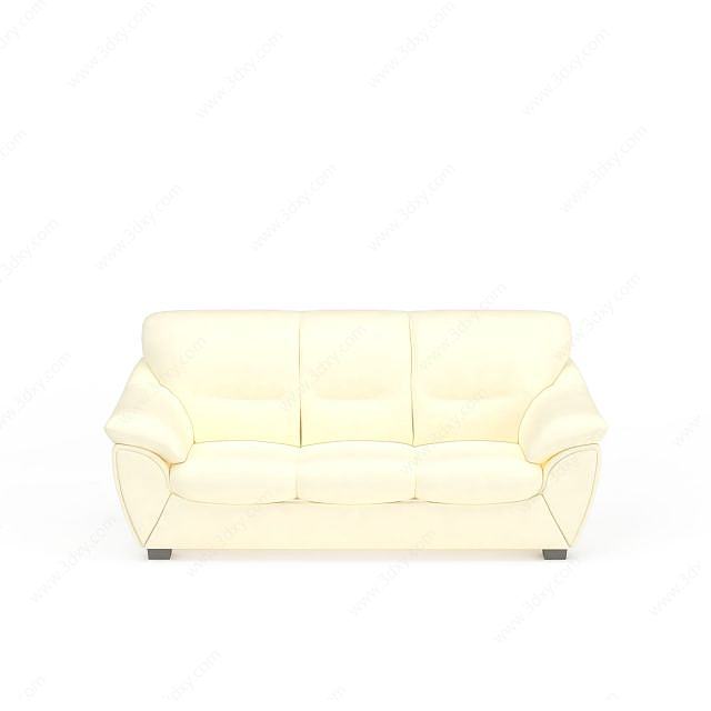 现代米白色多人沙发3D模型