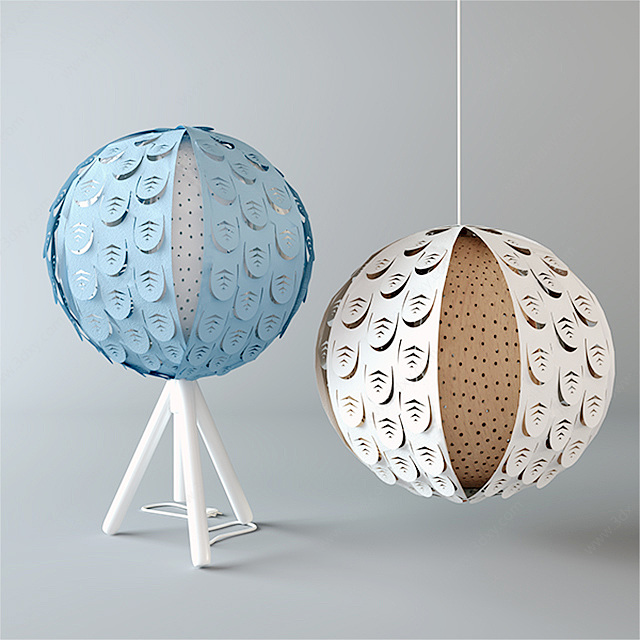 现代装饰灯具组合3D模型