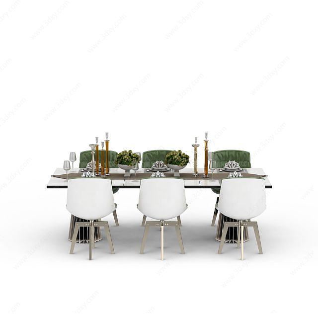 现代风格餐厅桌椅3D模型