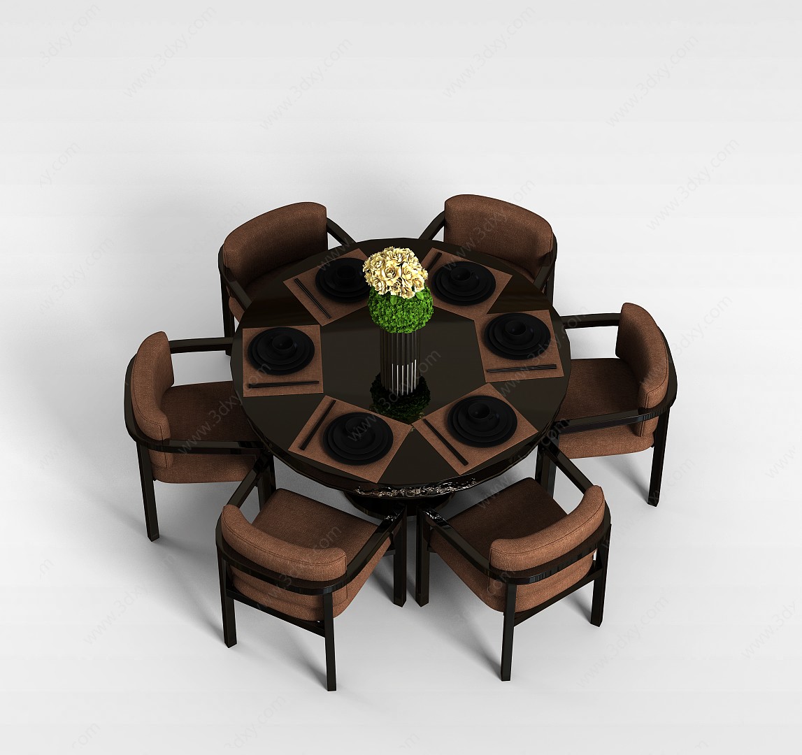 室内餐厅桌椅3D模型