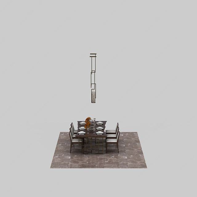现代餐厅桌椅组合3D模型