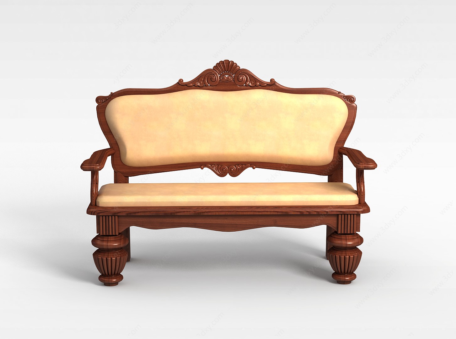 现代时尚木质长椅3D模型