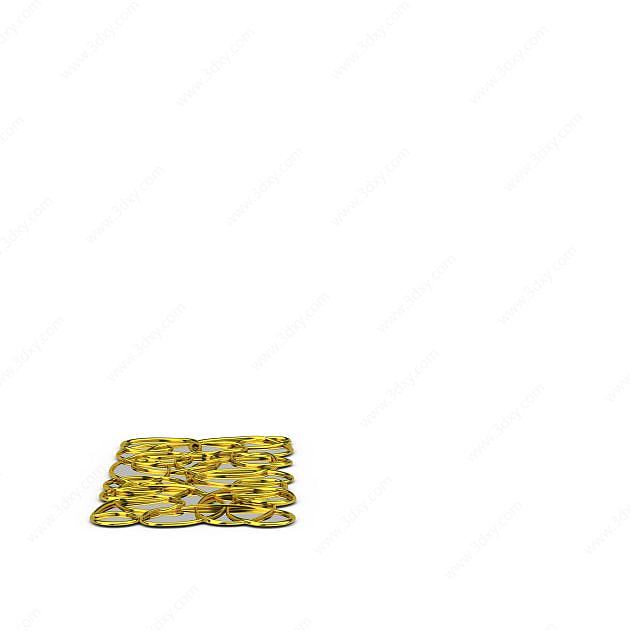 金色雕花墙饰装饰品3D模型