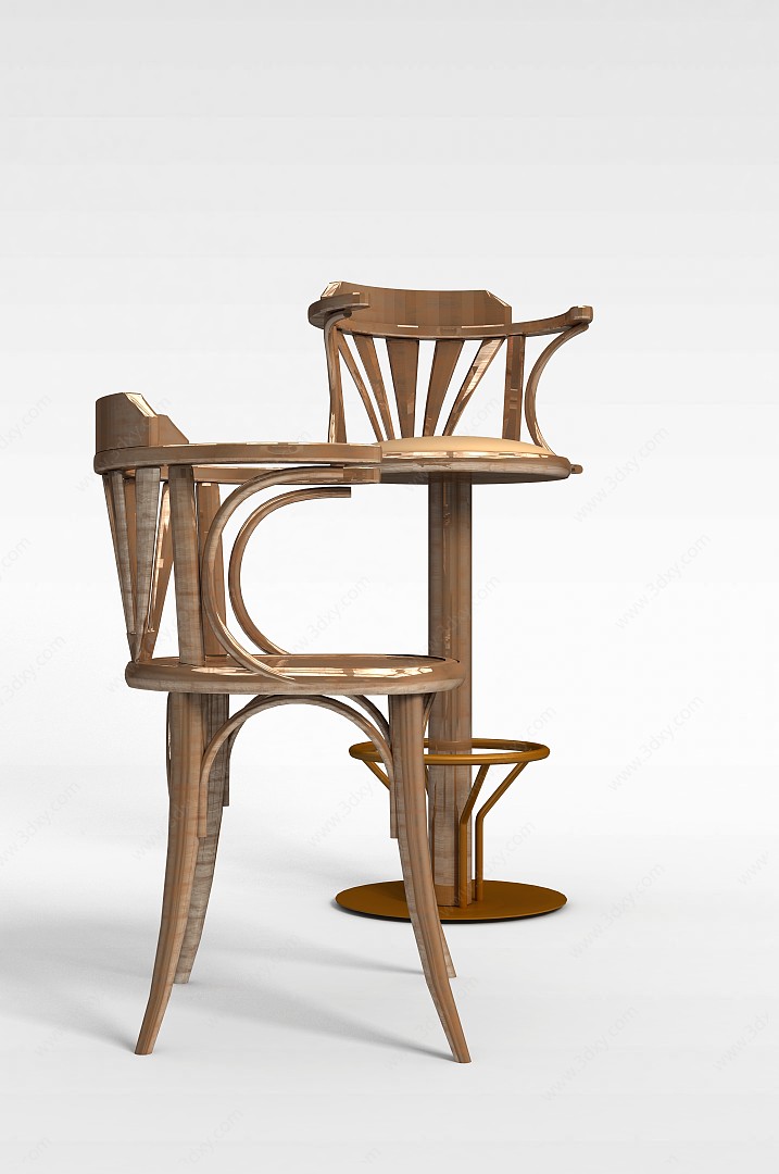 现代欧式椅子组合3D模型