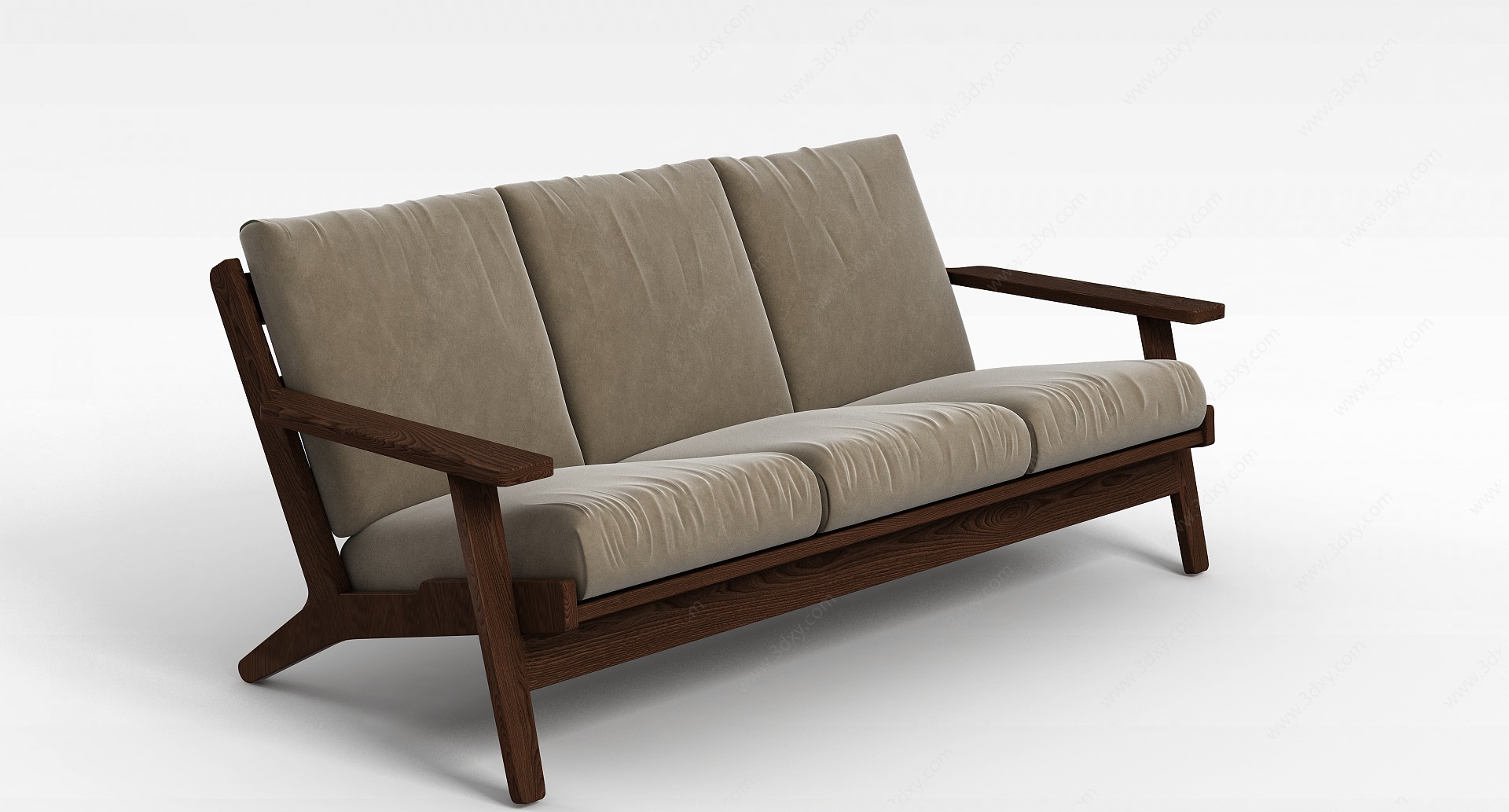 木质多人沙发3D模型