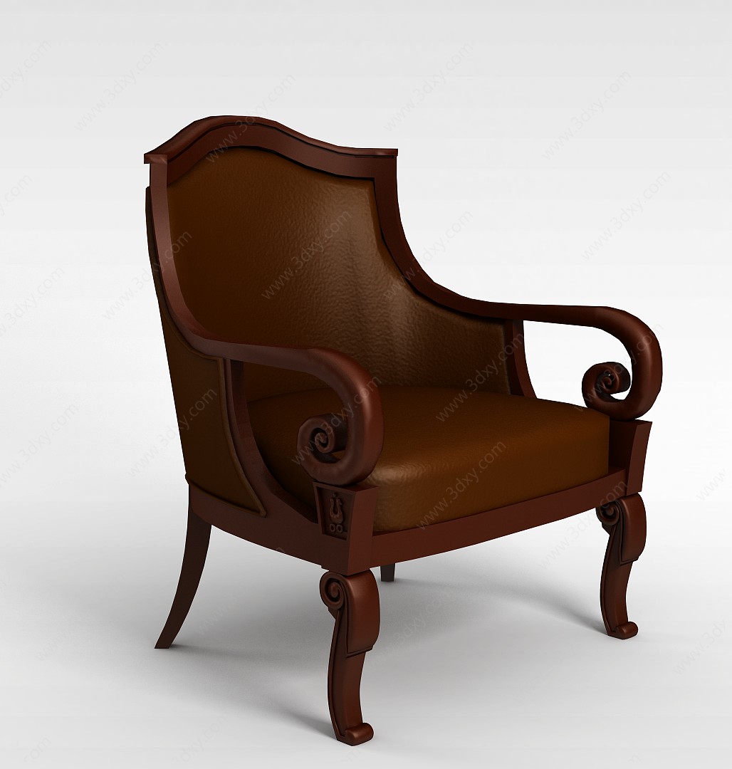 实木复古椅3D模型