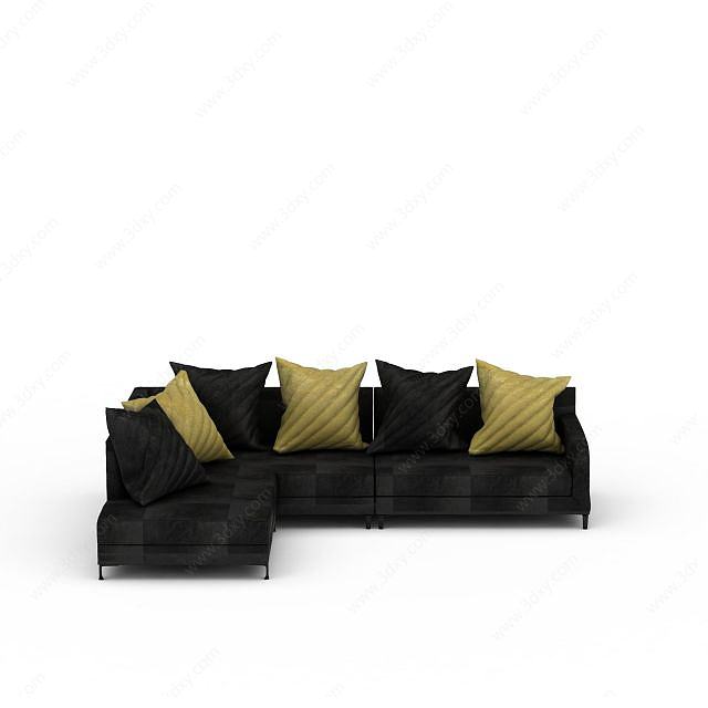 黑色小户型沙发3D模型