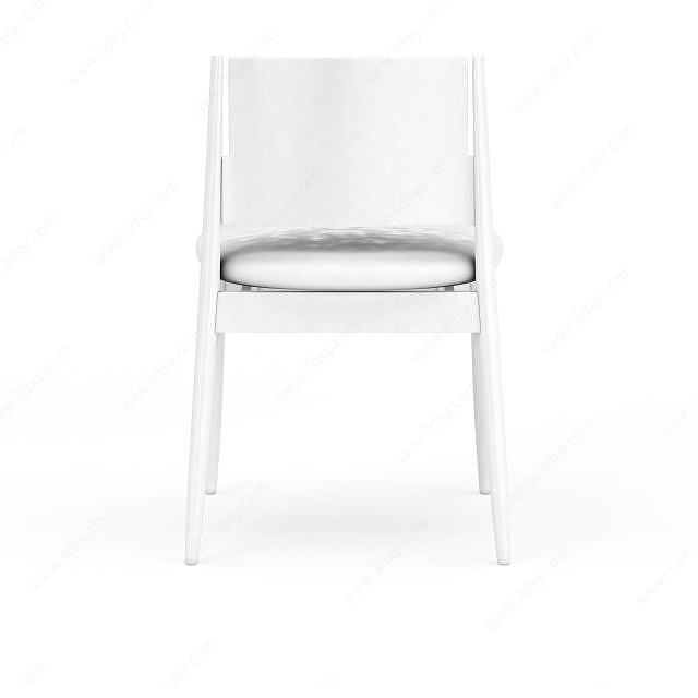 白色木质餐椅3D模型
