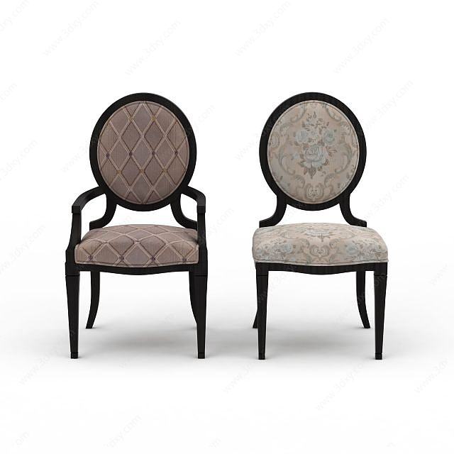 欧式圆形靠背椅3D模型