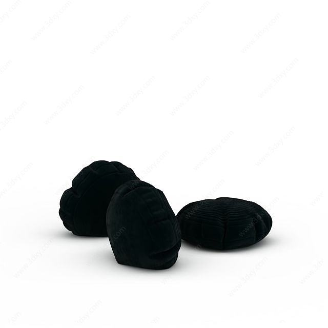 黑色抱枕3D模型