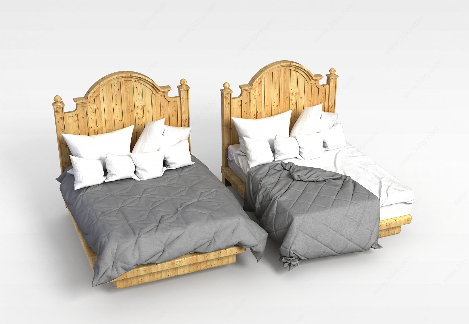 木质双人床3D模型