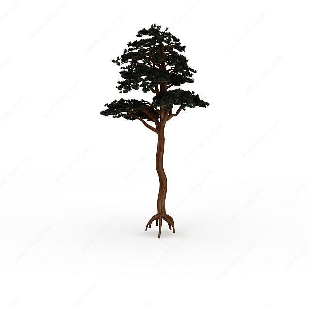 直杆绿树3D模型