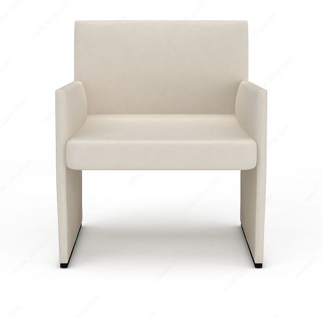 简约白色餐椅3D模型