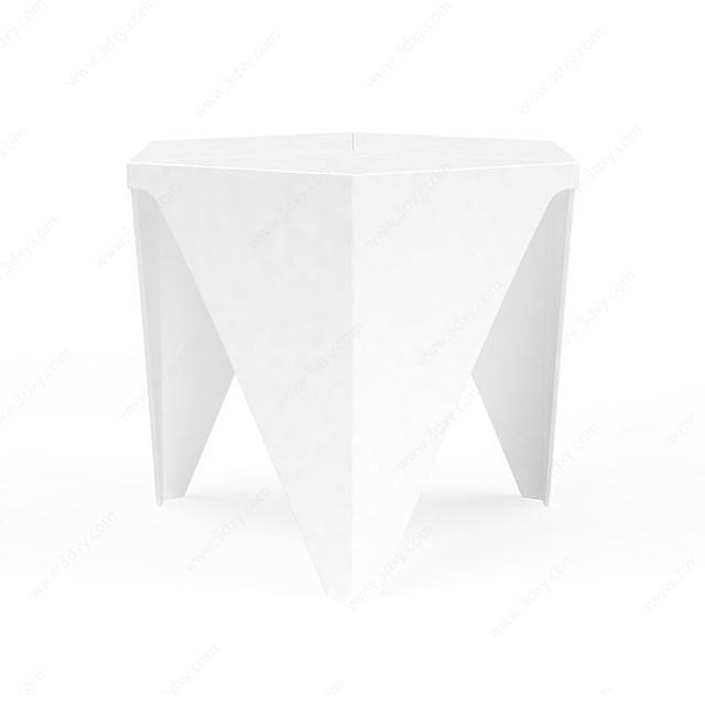 简约白色塑料桌子3D模型