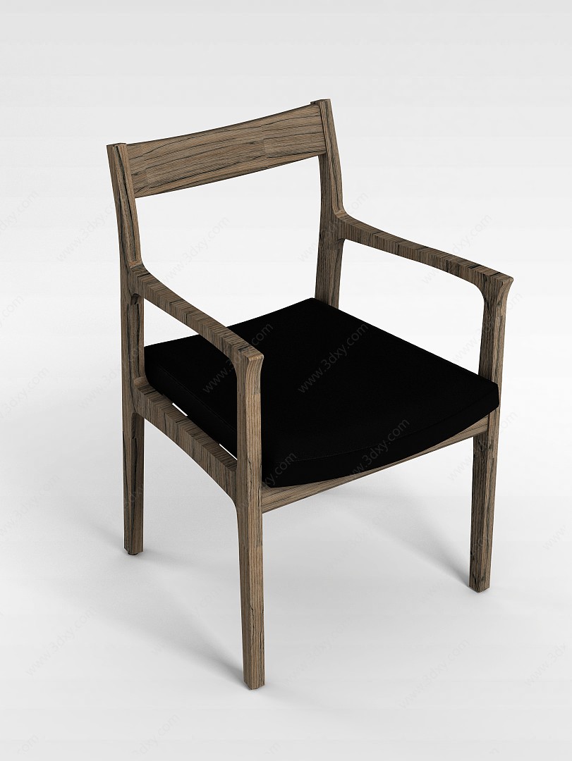 复古木质椅子3D模型