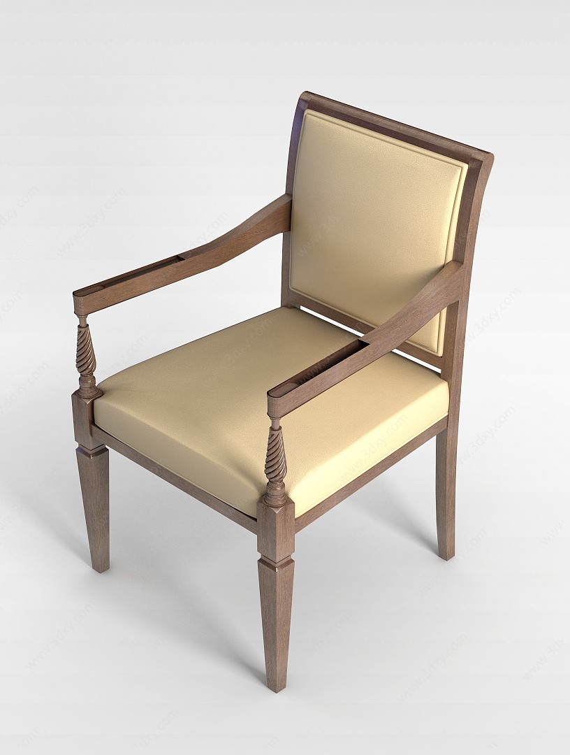 中式木质餐椅3D模型
