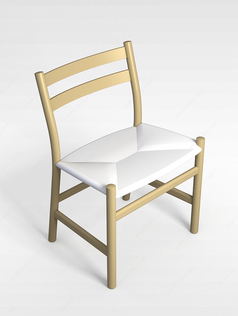 实木餐椅3D模型