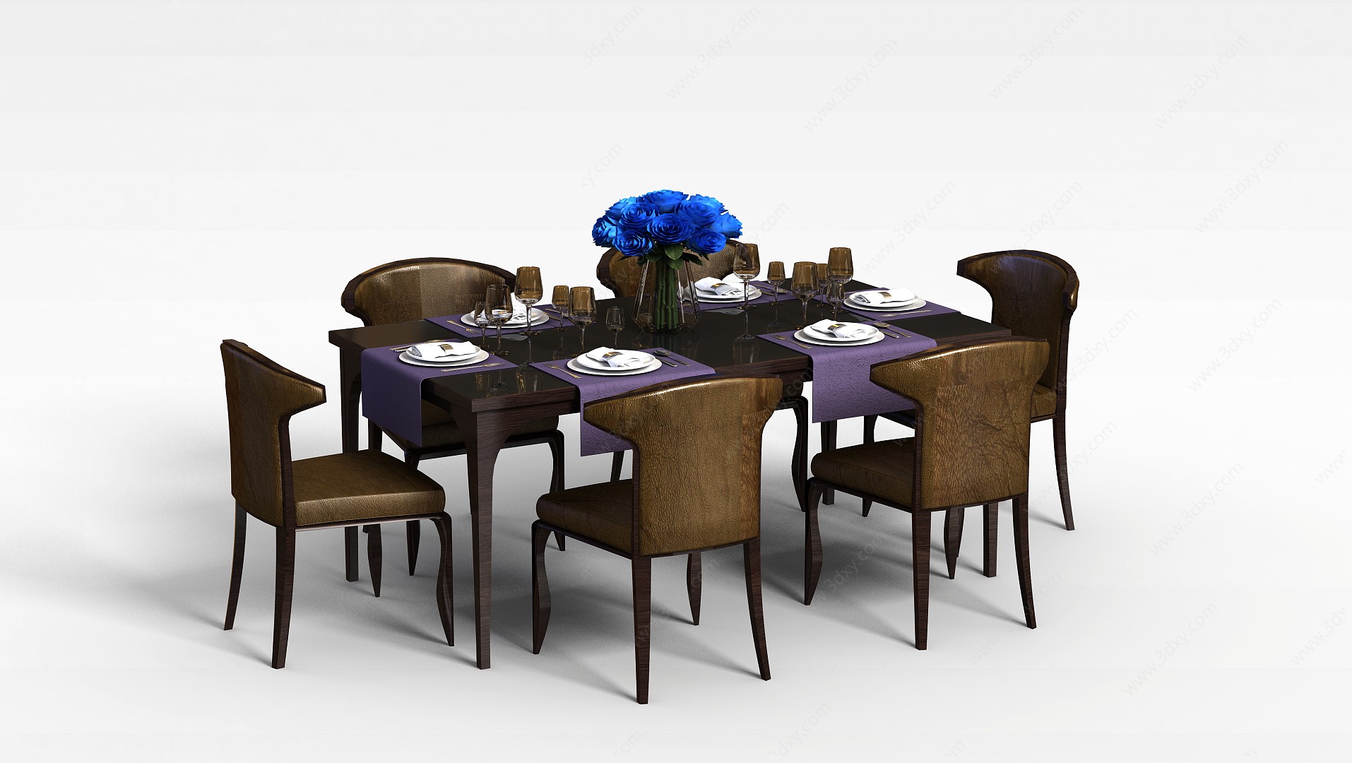 欧式餐厅桌椅3D模型