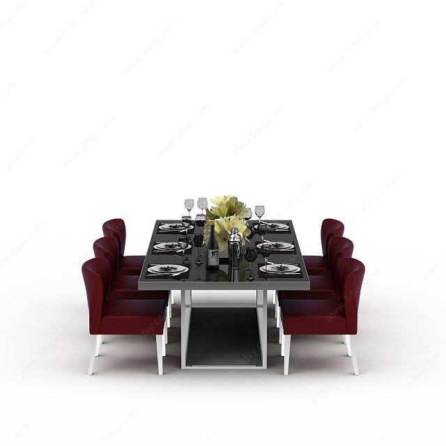 现代餐厅桌椅3D模型