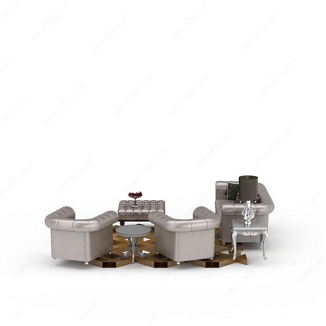 豪华客厅沙发茶几3D模型