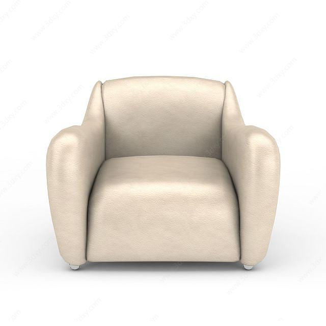 真皮扶手沙发3D模型