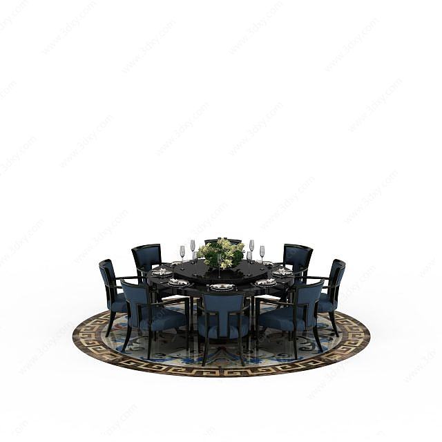 大型餐桌餐椅3D模型