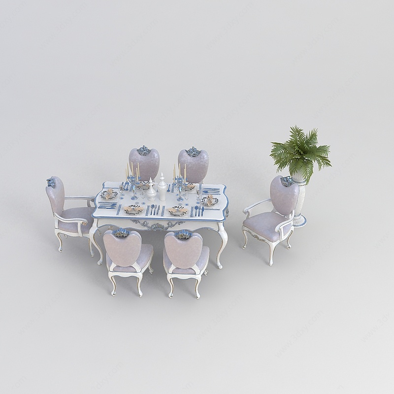 欧式风格餐桌3D模型
