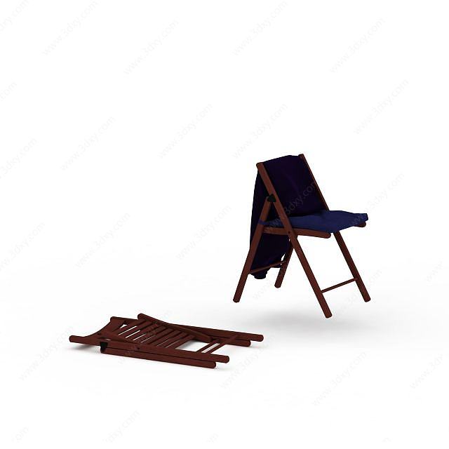 实木折叠椅3D模型