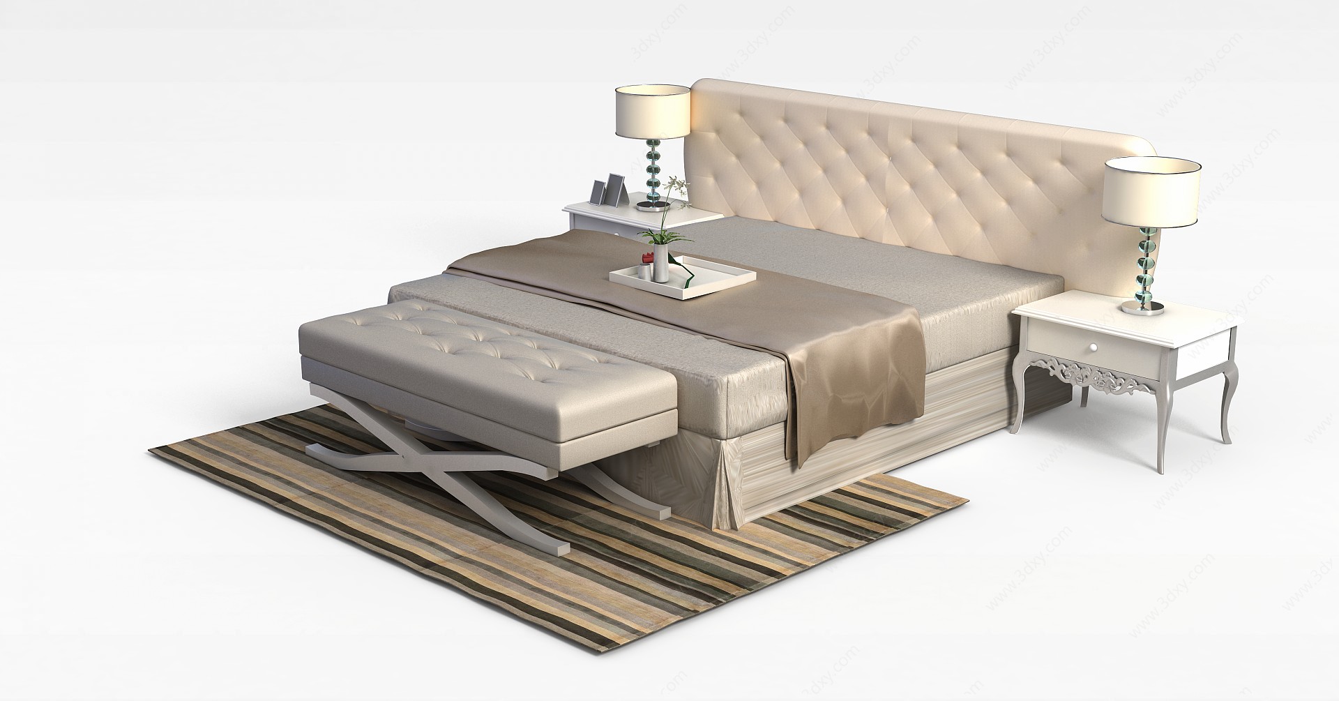 现代简约双人床3D模型