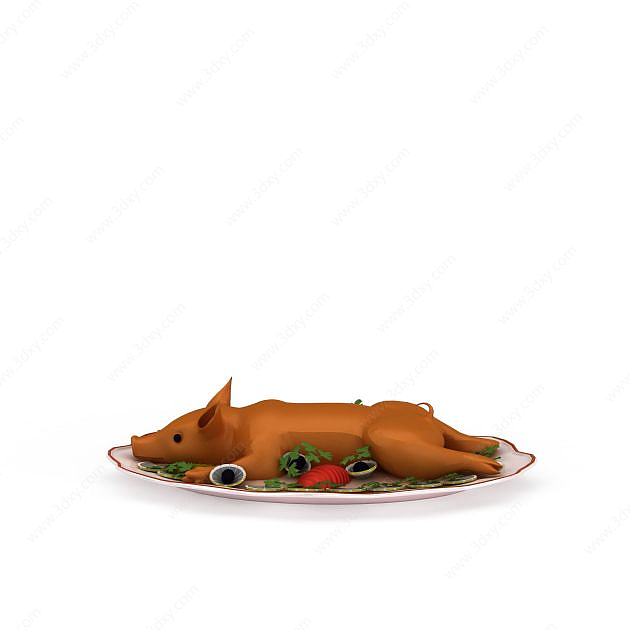 餐盘烤乳猪3D模型