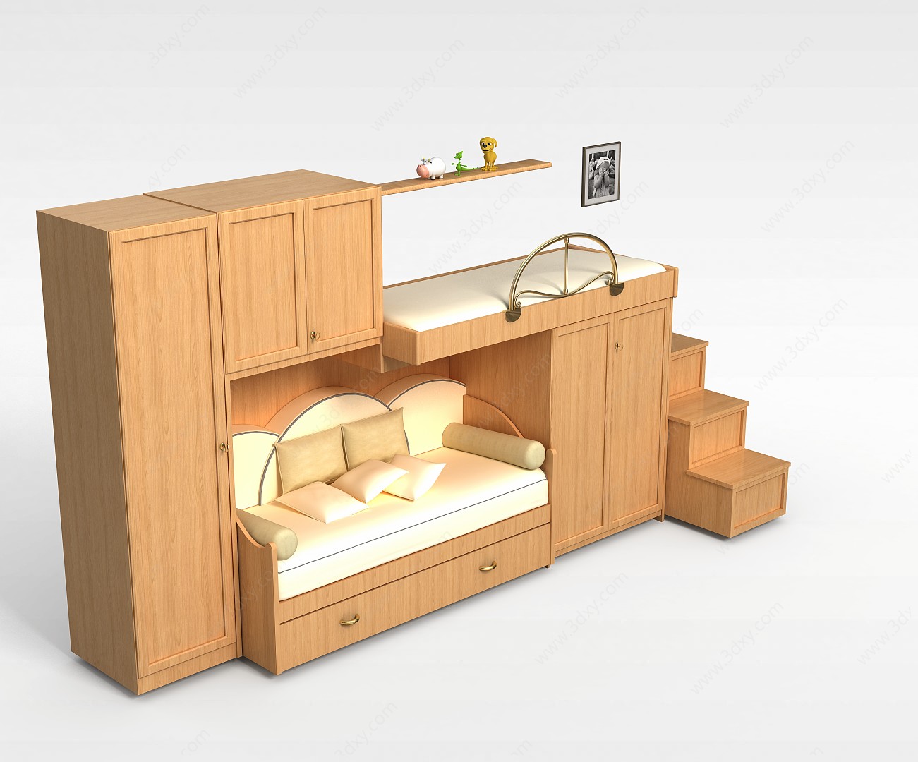 现代简约单人床3D模型