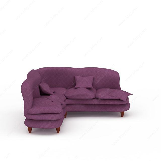 紫色休闲沙发3D模型